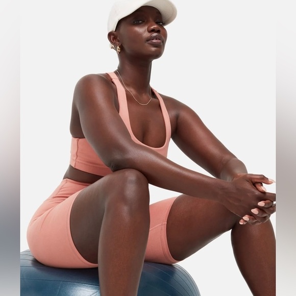 NWT Mate the Label Organic Stretch Rose Sports Bra and Biker Short Set - Picture 8 of 9